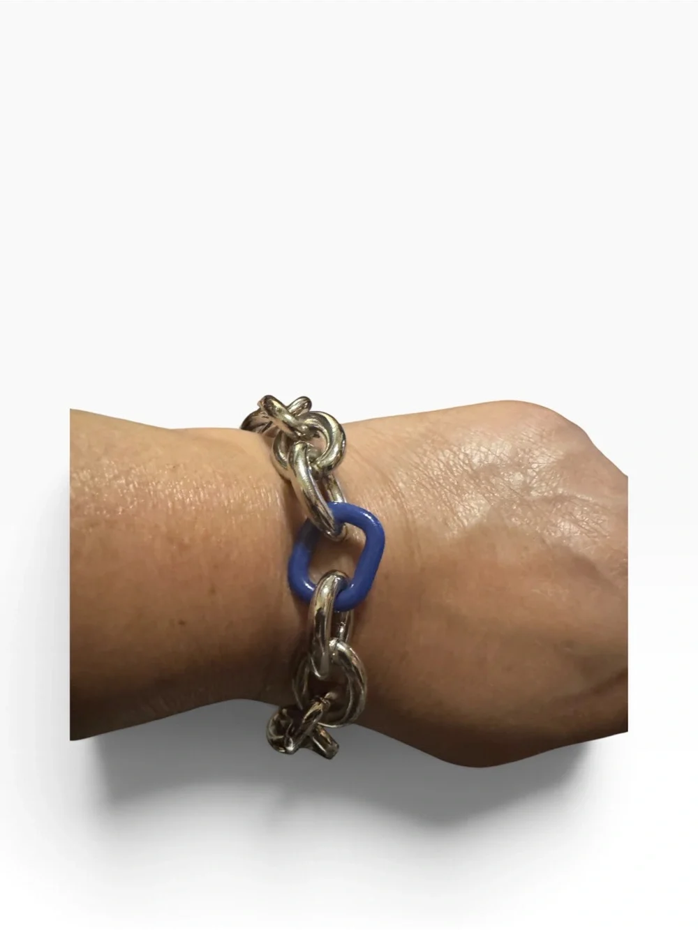 Alfani Silver-Tone Chain Bracelet with Blue Link